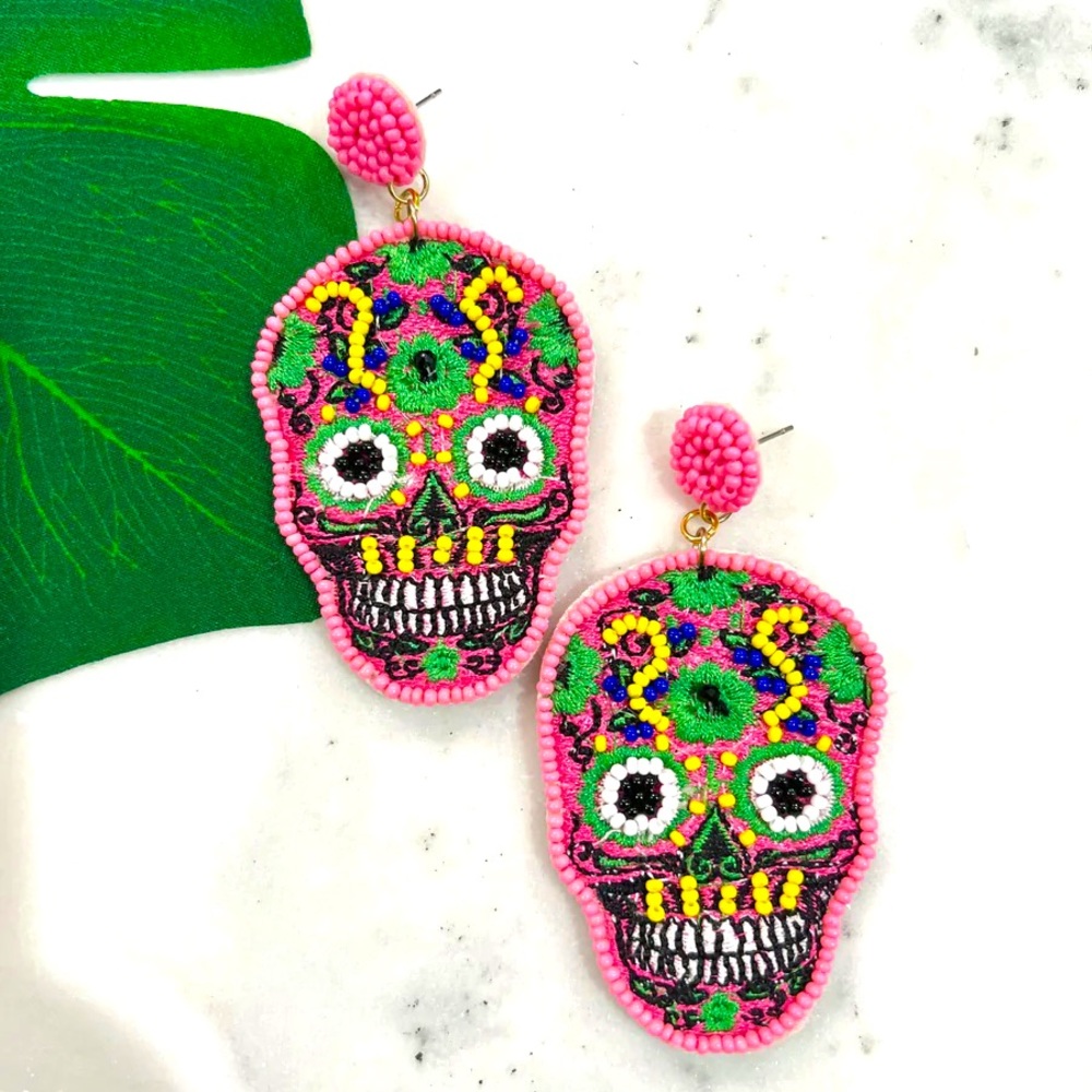 Candy Skull Earrings (Pink)